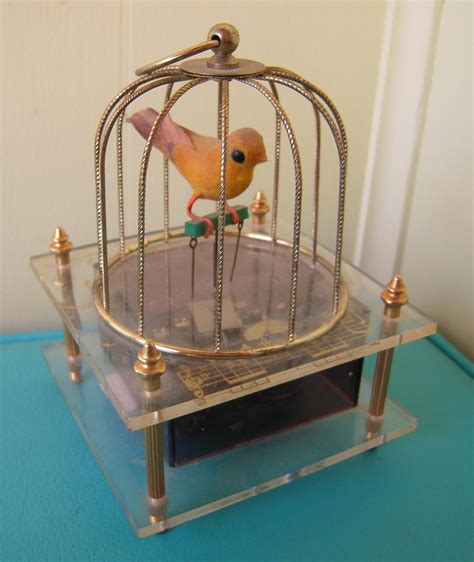 yellow bird musoc box metal cage|Vintage Music Box Yellow Bird in A Cage .